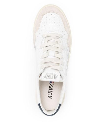 Autry Medalist Low Sneakers In And Navy Blue Suede And Leather - White
