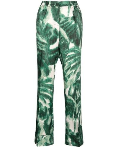 F.R.S For Restless Sleepers Graphic-print Silk Trousers - Green