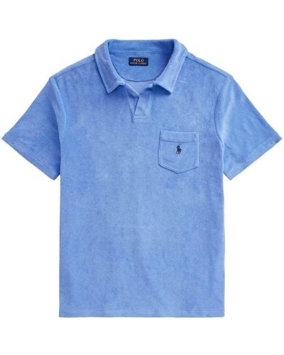 Polo Ralph Lauren Polo Pony Terry-cotton Polo Shirt - Blue