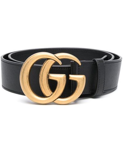 Gucci GG Logo Leather Belt - Black