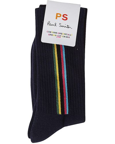 PS by Paul Smith Striped Cotton Socks - Blue