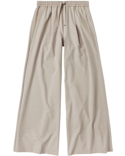 Closed Wide Leg Trousers - Natural