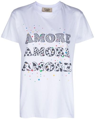 ALESSANDRO ENRIQUEZ Amore-print Cotton T-shirt - Blue