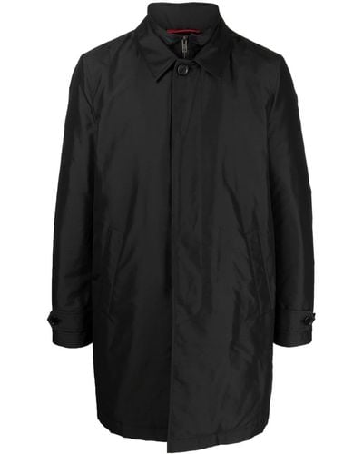 Fay Double-layer Camp-collar Coat - Black