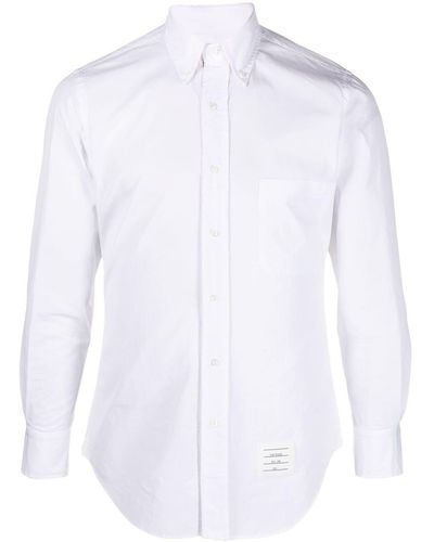 Thom Browne Button-down Rwb Detail Shirt - White