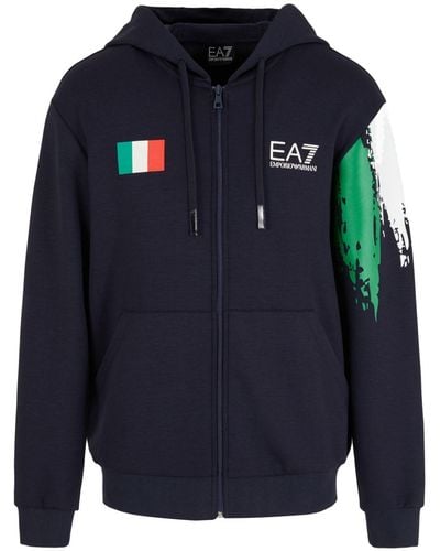 EA7 Zipped Hoodie - Blue