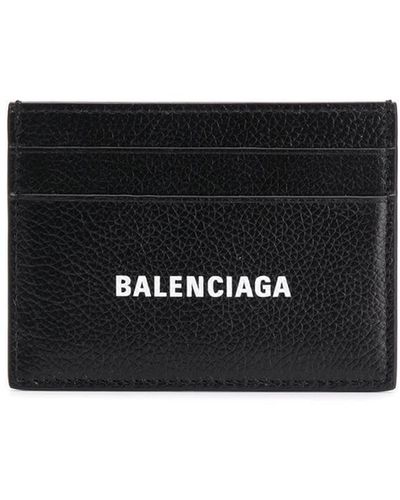 Balenciaga Leather Logo Card Holder - Black