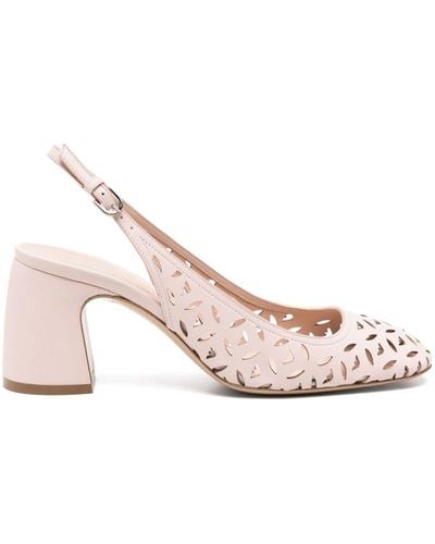 EA7 Perforated Leather Slingback Court Shoes - Pink