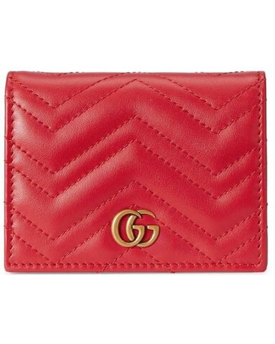 Gucci GG Marmont Chevron Matelasse Leather Card Case Wallet on long Chain  625693