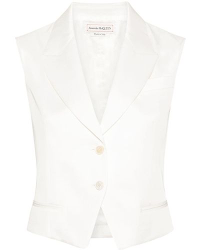 Alexander McQueen Twill-weave Tailored Waistcoat - White