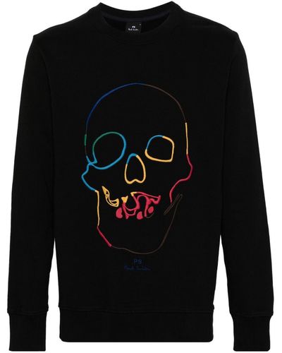 PS by Paul Smith Embroidered-motif Organic Cotton Sweatshirt - Black