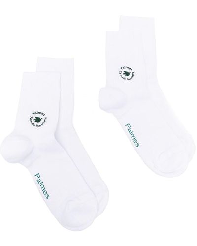 Palmes Logo-embroidered Set Of Socks - White