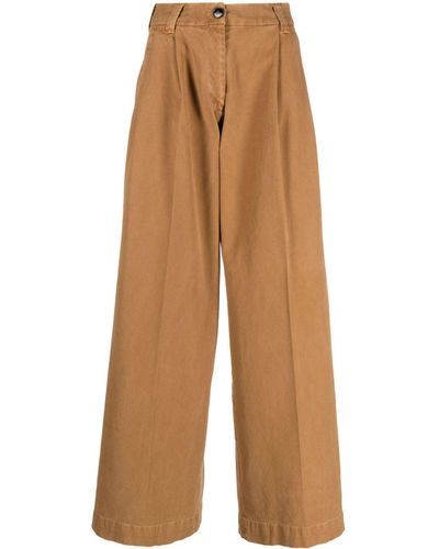 Gabriele Pasini Wide Leg Cotton Pants - Brown