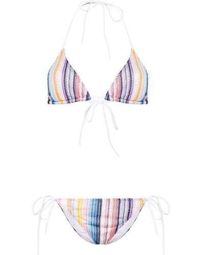 MISSONI BEACHWEAR Striped Triangle Bikini Set - White