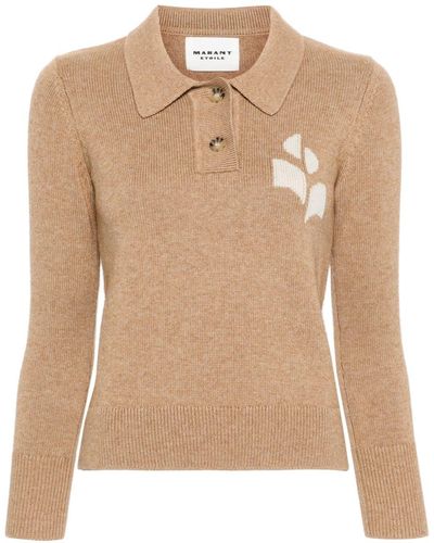 Isabel Marant Nola Cotton Blend Polo Shirt - Natural