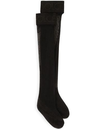 Dolce & Gabbana Logo-band Knee-high Stockings - Black