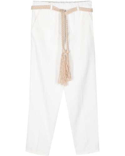 Alysi Braided-belt Twill Trousers - White
