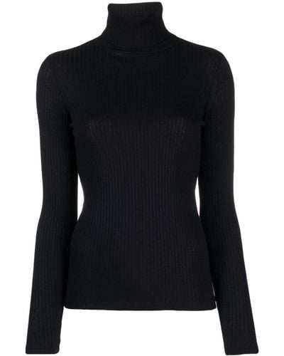 Majestic Cotton And Cashmere Blend Turtleneck Sweater - Black