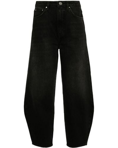 Totême Logo-embroidered Tapered-leg Jeans - Black