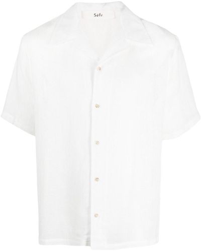 Séfr Short-sleeve Cotton-linen Shirt - White