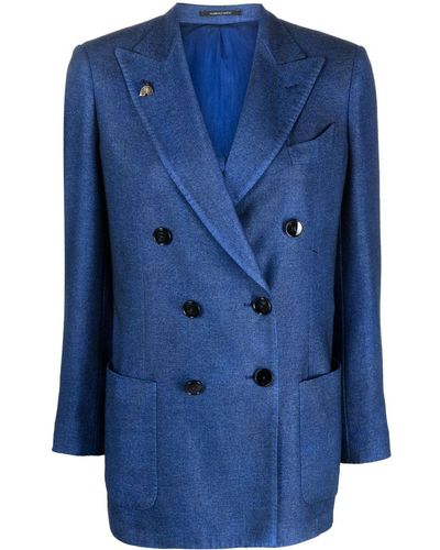Gabriele Pasini Double-Breasted Wool Blend Jacket - Blue