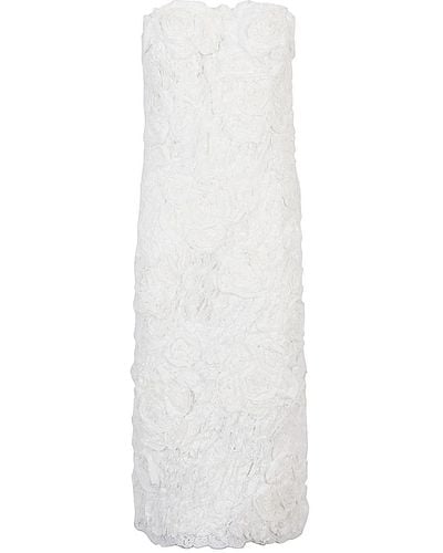 Ermanno Scervino Rose-shaped Decoration Midi Dress - White