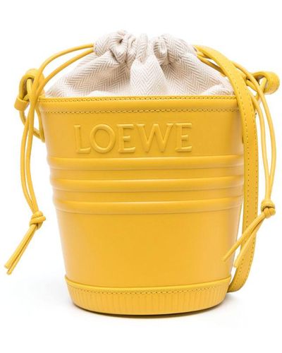 Loewe-Paulas Ibiza Jardinier Leather Bucket Bag - Yellow