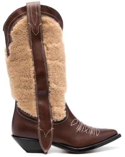 Sonora Boots Embroidered Leather Texan Boots - Brown