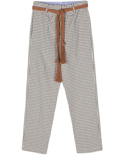 Alysi Vicky Checked Trousers - Grey
