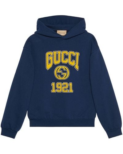 Gucci Cotton Jersey Logo 1921 Hoodie - Blue