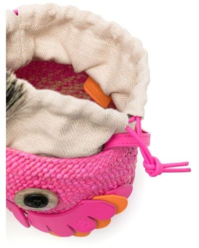 Loewe-Paulas Ibiza Bird Natural Fibers Clutch Bag - Pink