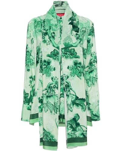 F.R.S For Restless Sleepers Egle Floral-print Silk Shirt - Green