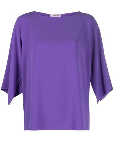Alberto Biani Boat-neck Long-sleeved Blouse - Purple