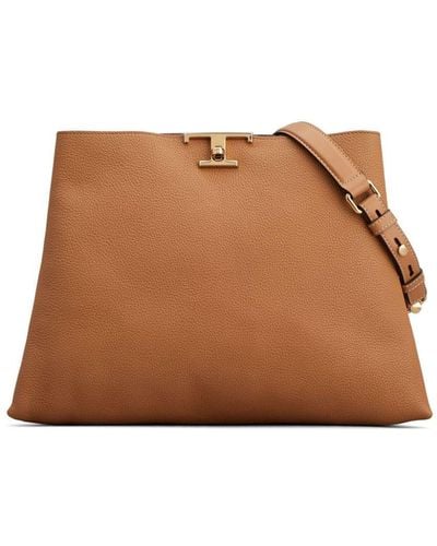 Tod's T Timeless Leather Shoulder Bag - Brown