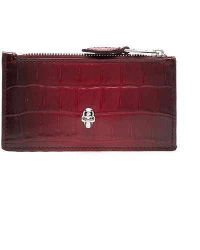 Alexander McQueen Skull Leather Pouch - Red