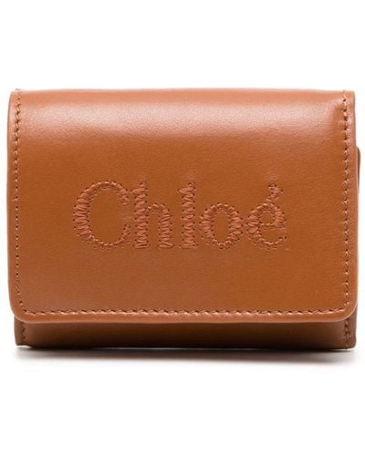 Chloé Sense Leather Wallet - Brown