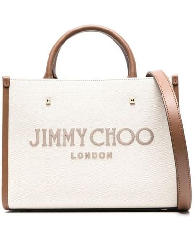 Jimmy Choo Avenue S Tote Canvas And Leather Tote Bag - Natural