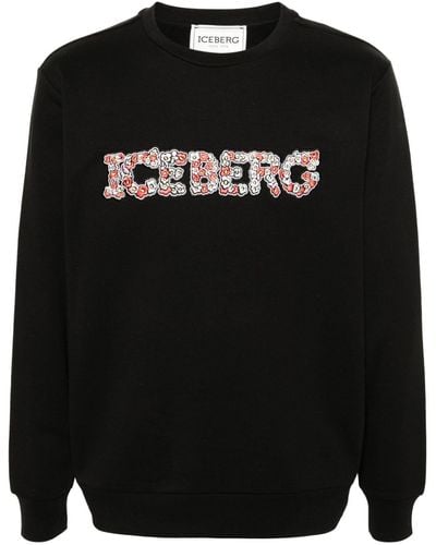 Iceberg Logo-embroidered Cotton Sweatshirt - Black