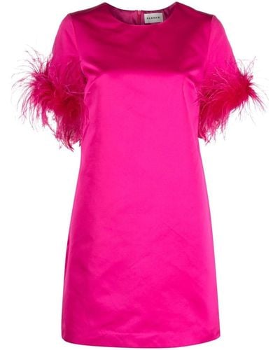 P.A.R.O.S.H. Feathered Mini Dress - Pink