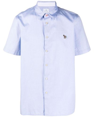 PS by Paul Smith Logo-embroidered Organic Cotton Shirt - Blue