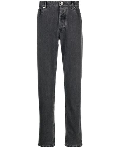 Brunello Cucinelli Slim-Cut Cotton Jeans - Gray