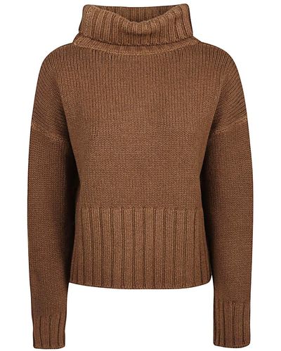 Base London Wool And Cashmere Blend Turtleneck Jumper - Brown