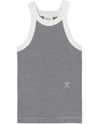 Closed Striped Scoop-neck Tank Top - Gray