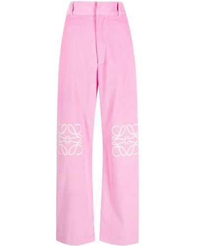 Loewe Anagram baggy Ribbed Cotton Pants - Pink