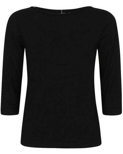 Liviana Conti Boat Neck Viscose Sweater - Black