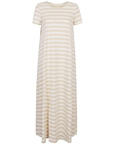 Apuntob Striped Cotton Long Dress - White