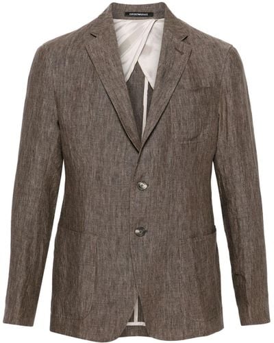 Emporio Armani Single-breasted Blazer Jacket - Brown
