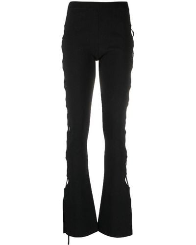 ANDREADAMO Stretch Knit Cut-out Flared Pants - Black