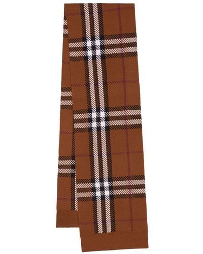 Burberry Giant Check Wool Scarf - Brown