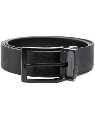 Emporio Armani Logo Leather Belt - Black